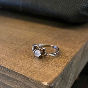 Elegant Silver Heart Ring with Moonstone Gemstone
